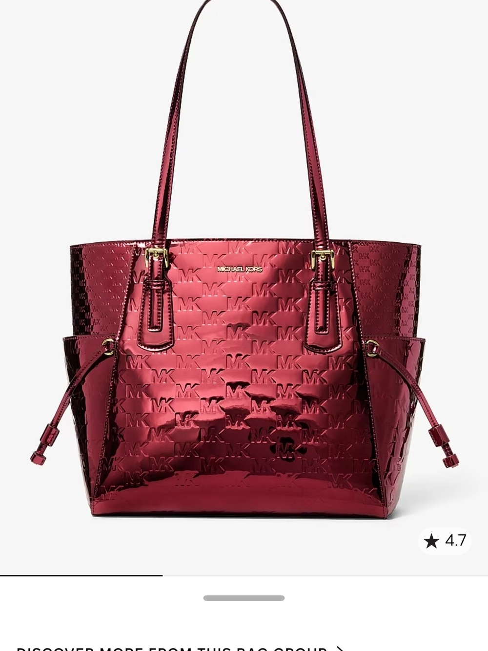 Michael Kors Glossy Burgundy-Red MK Embossed Tote